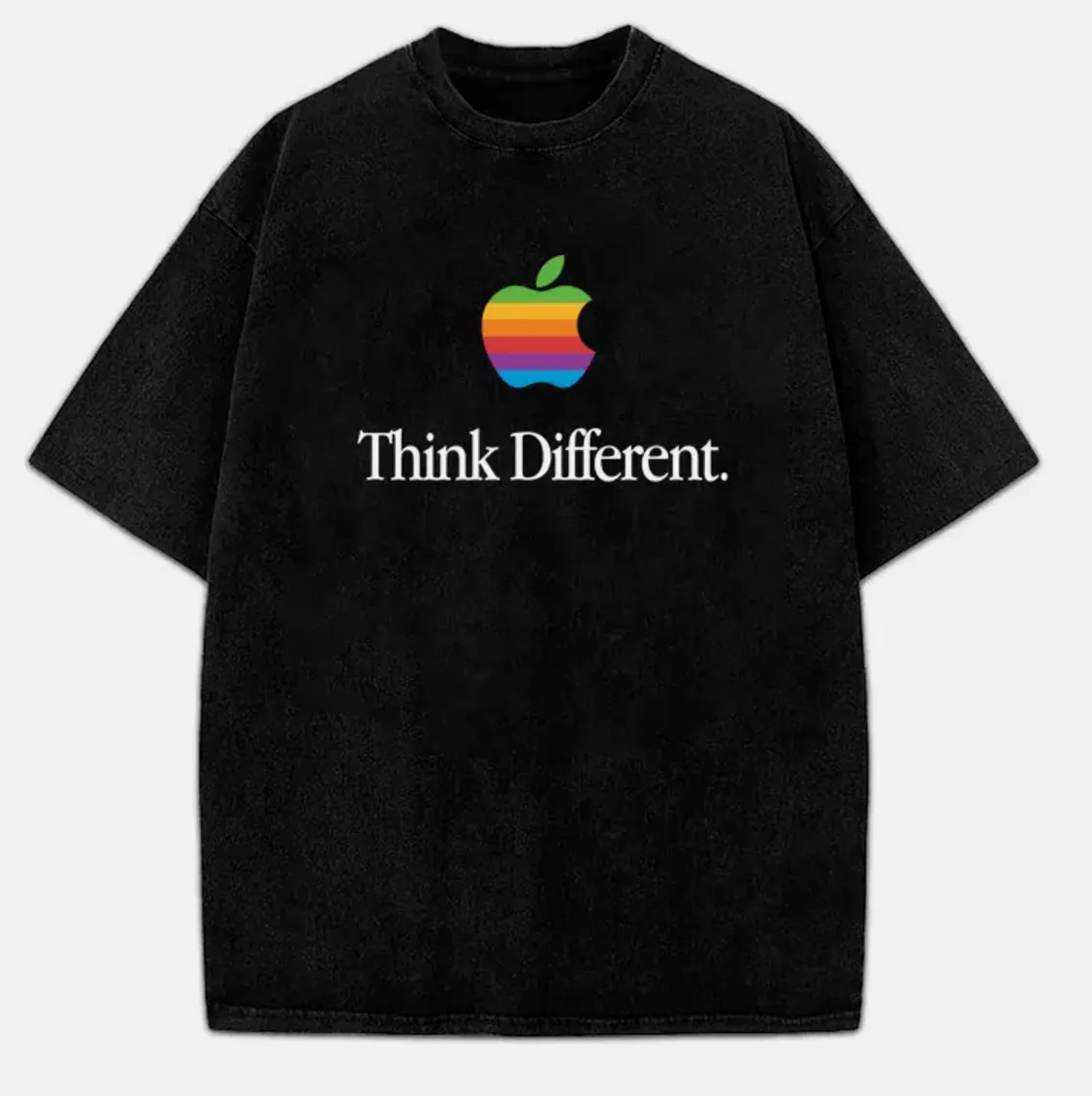 Apple t-shirt with logo and 'Think Different' tagline print