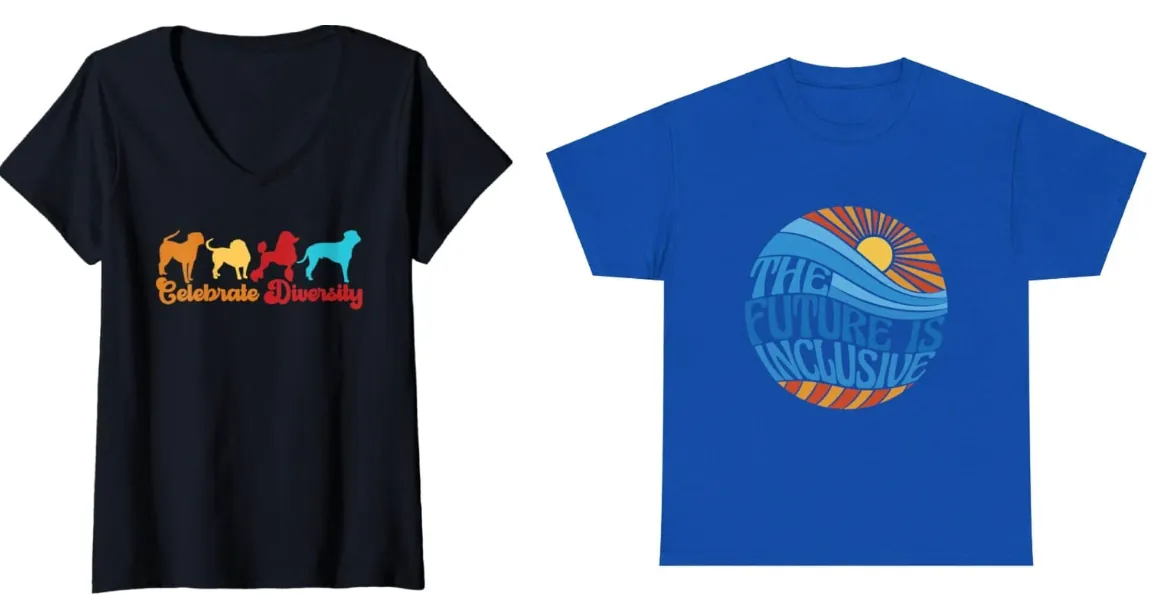Two, diversity themed t-shirts in black and blue