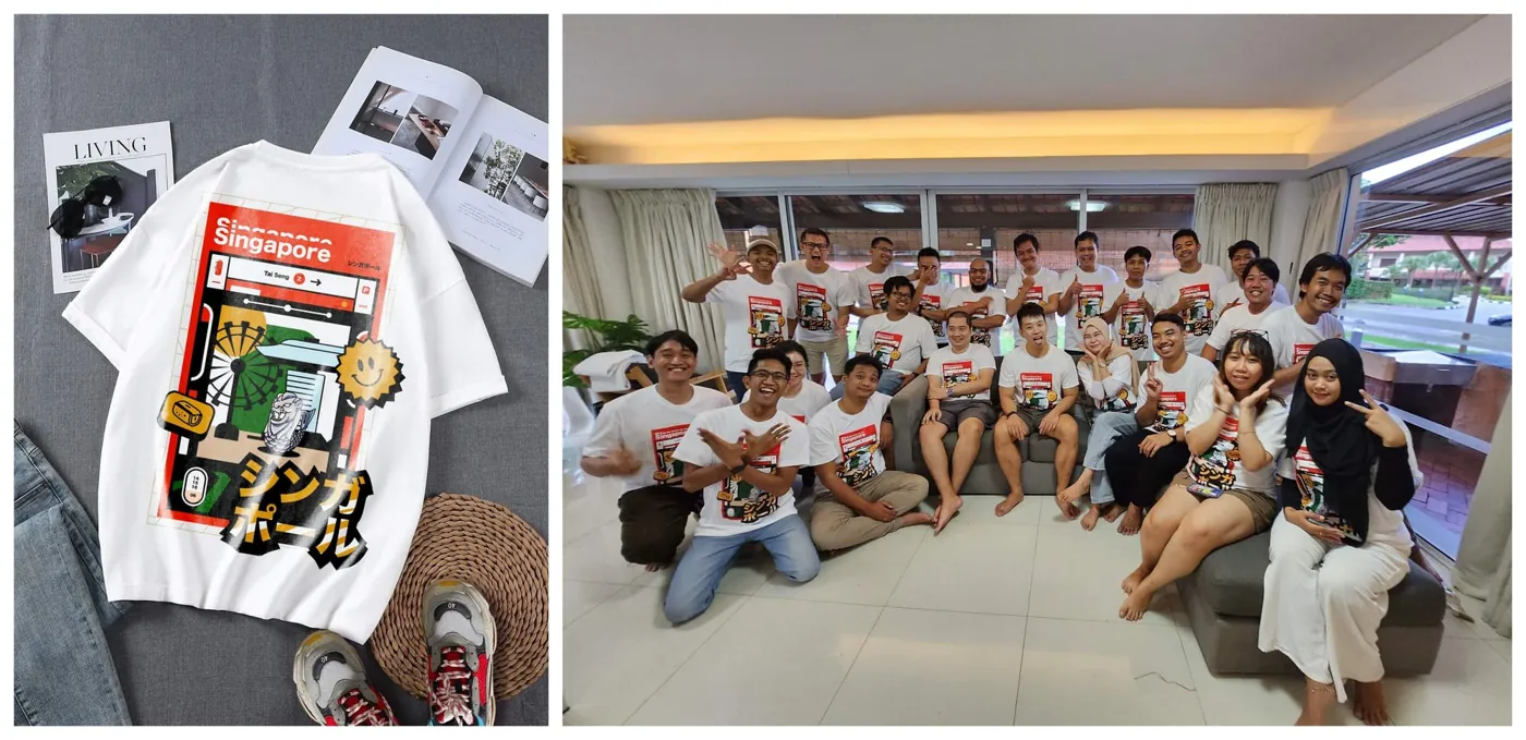 The Proxycurl team with our Singapore themed t-shirt