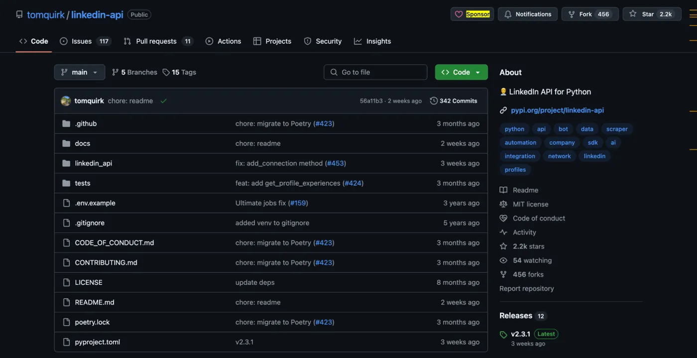 LinkedIn-API Github Repository