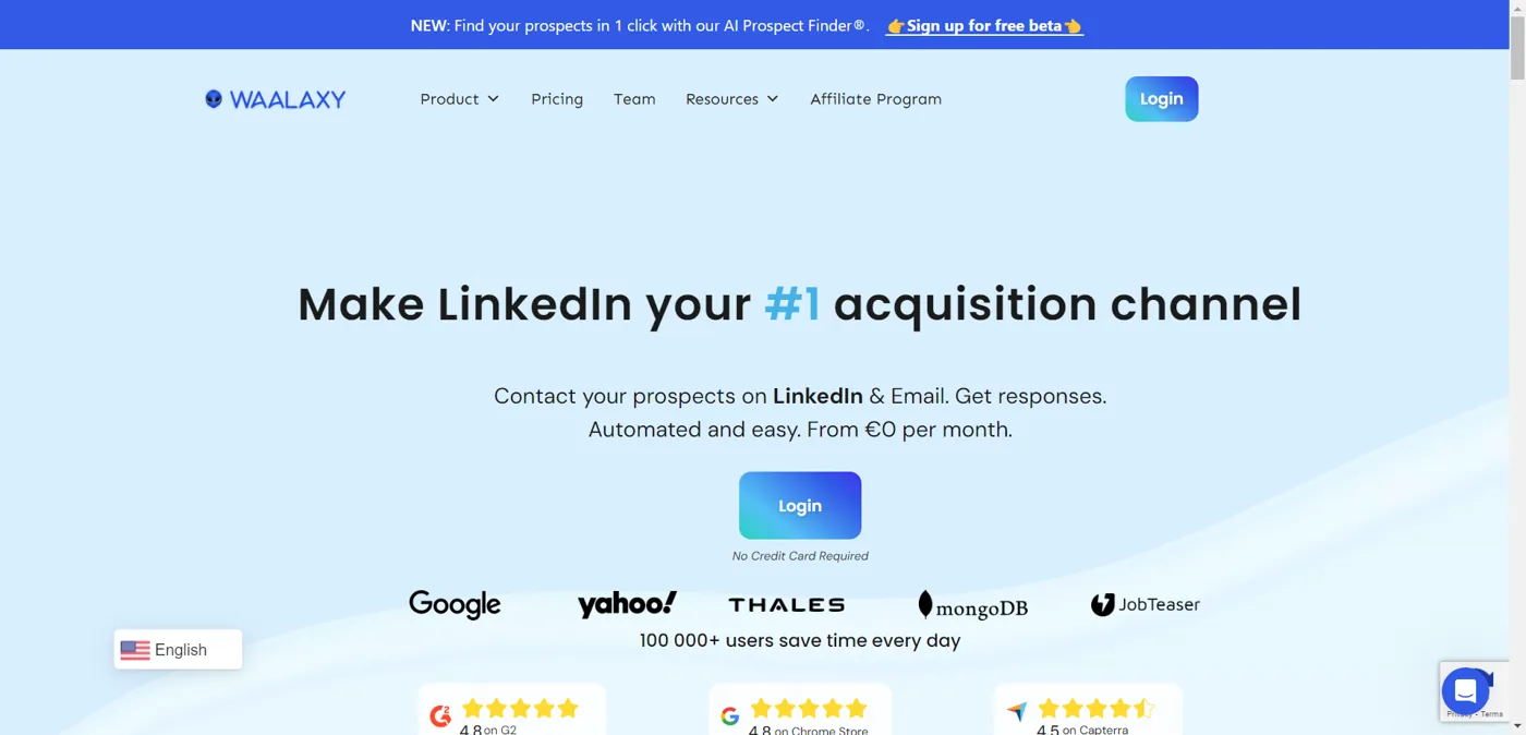 Waalaxy Landing Page