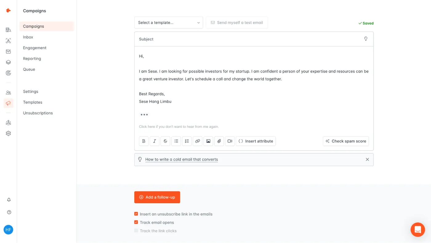Hunter.io Email Campaign