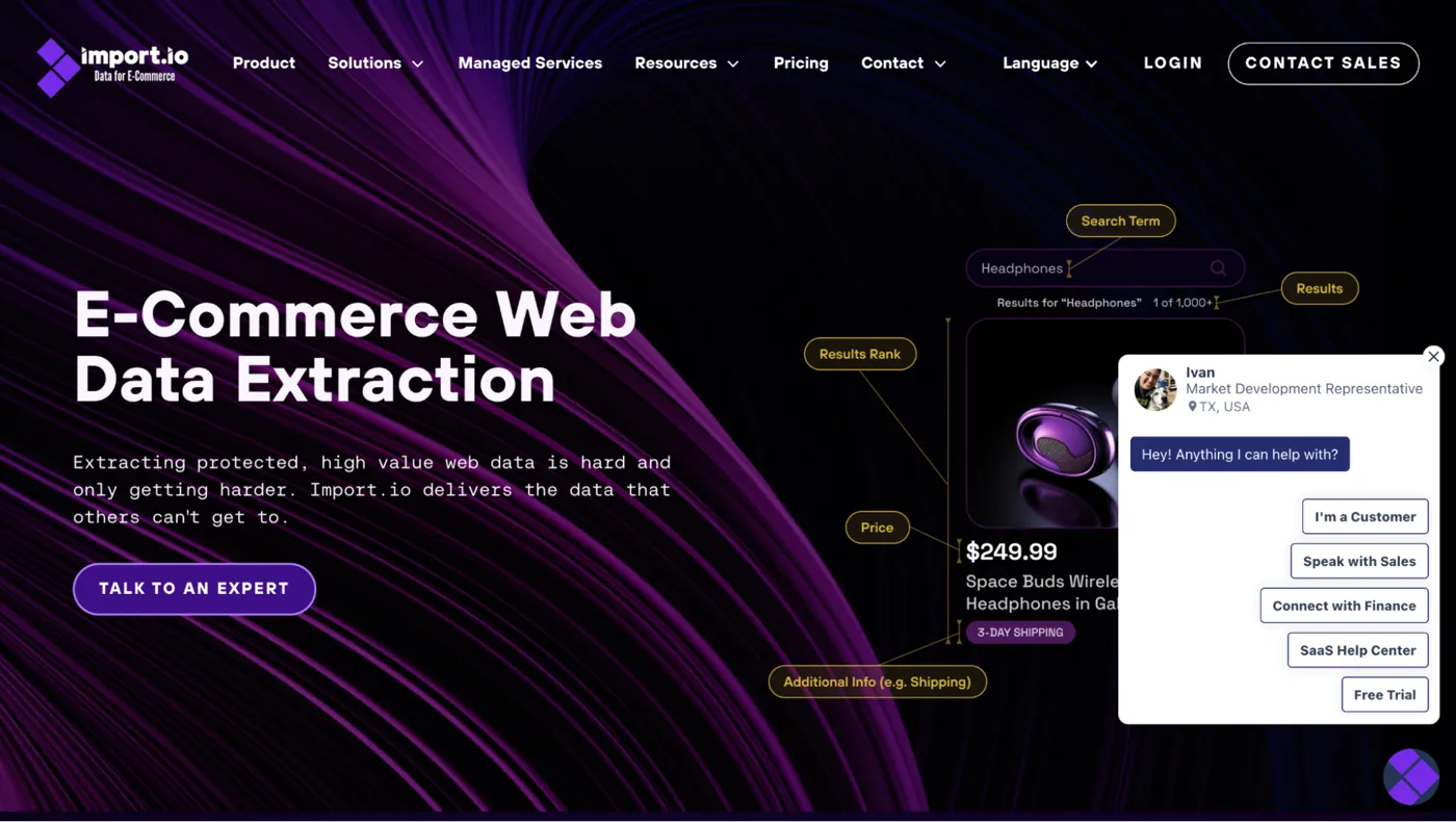 Import.io Landing Page