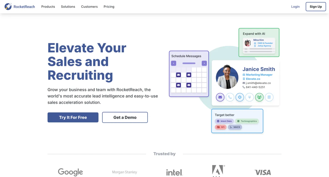 RocketReach Landing Page