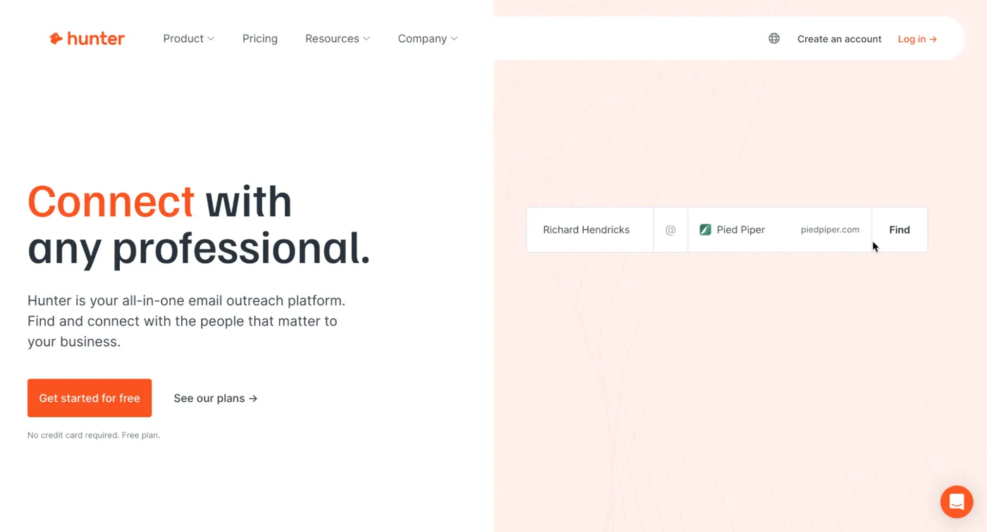 Hunter.io Landing Page